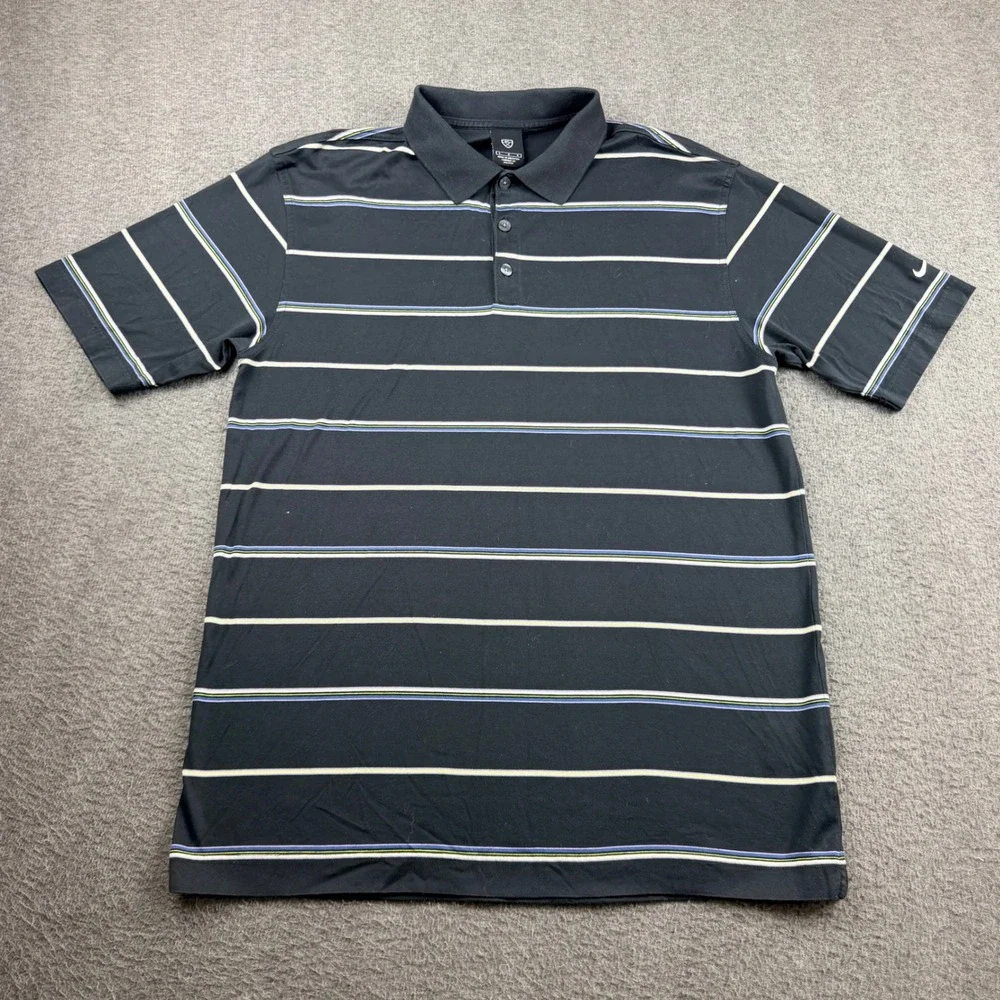 Nike Golf Men's L Large Black Striped Short Sleeve Polo Shirt RN 56323